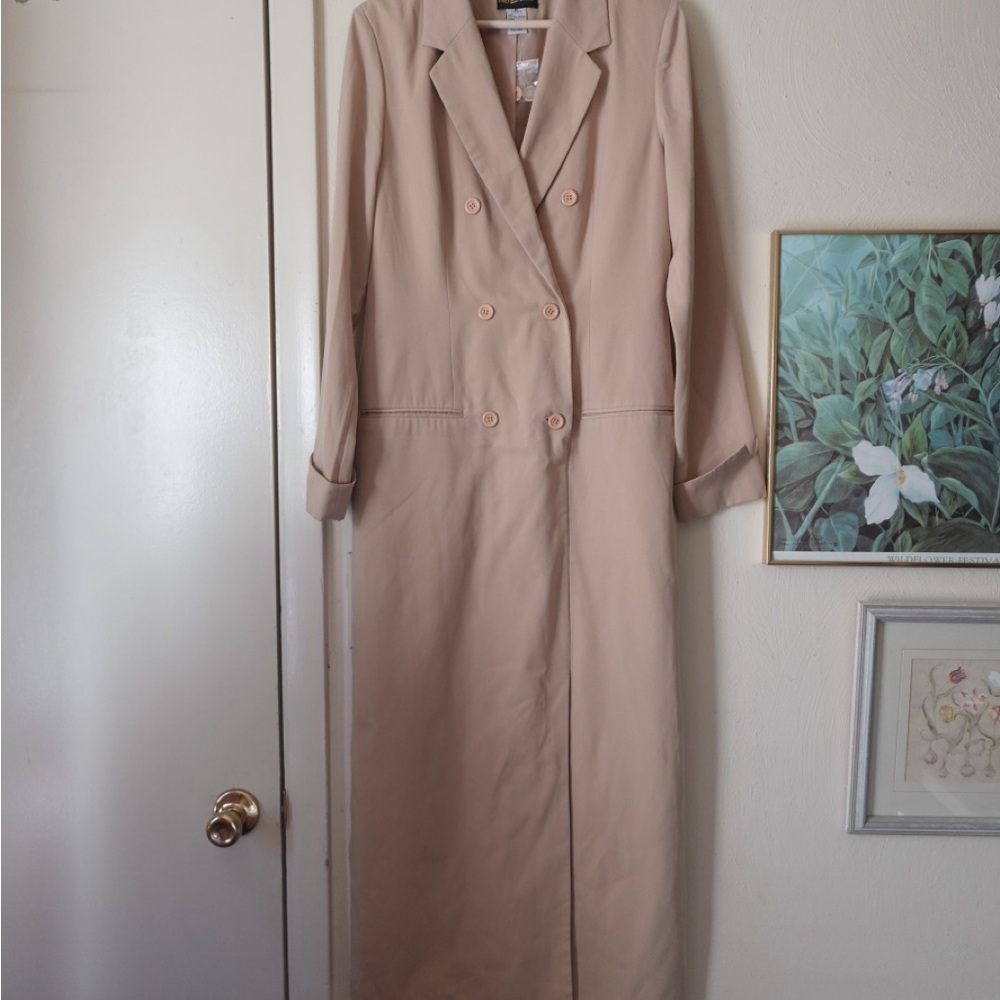 Tan Double-Breasted Long Coat